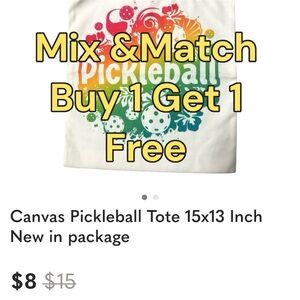 Canvas Pickleball Tote 15x13 Inch New in package